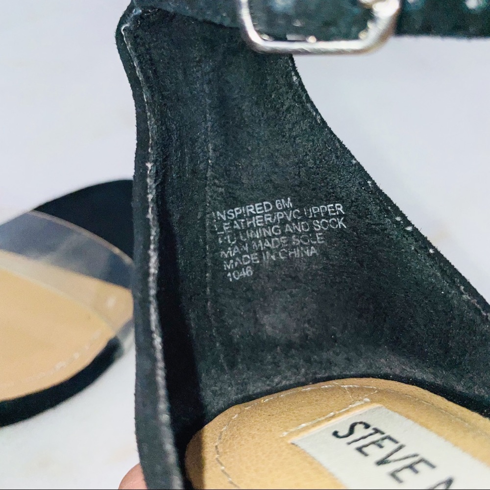 Steve Madden Black Vinyl Block Heel Sandals - Picture 8 of 9